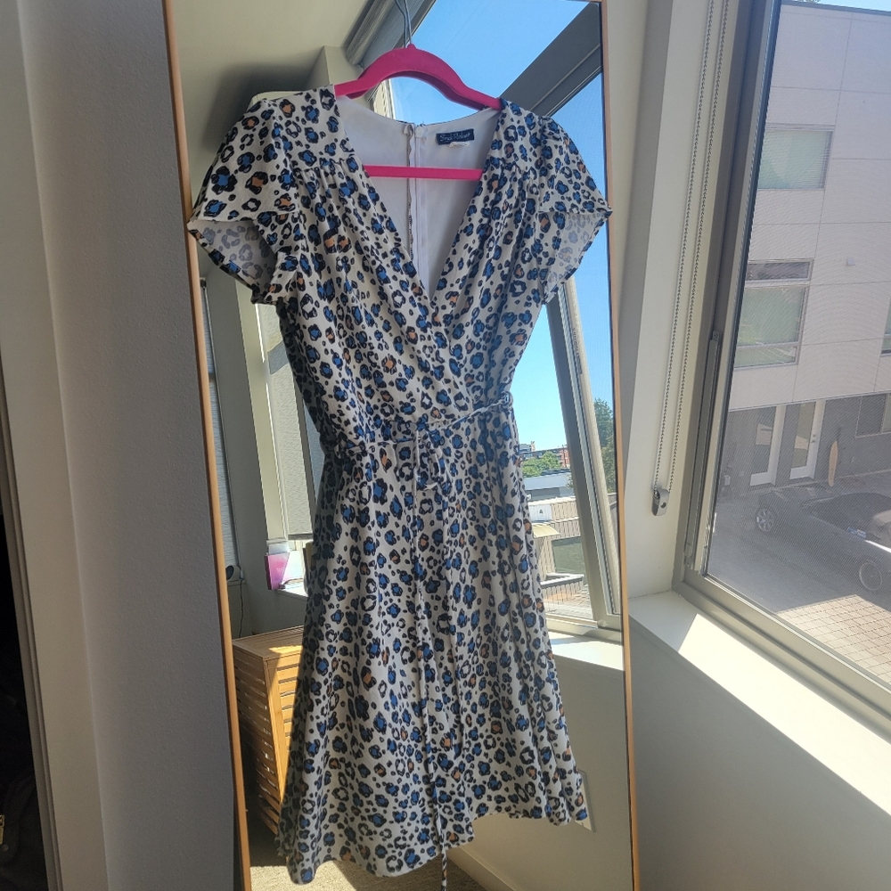 Unique Vintage Leopard Print Wrap Dress